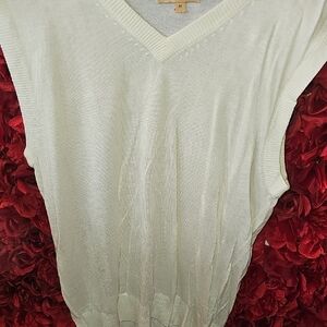 Inserch Men's Cream V-Neck Sweater Vest Size Medium